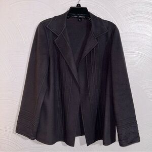 Linda Allard Ellen Tracy Women’s Open Front Blazer Jacket Grey Wool 8 EUC